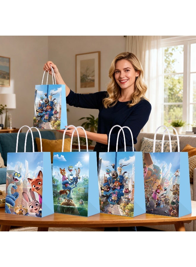 12 PCS Kraft Paper Bags with Handle 20 Pieces set 15x21x8 cm Small Size, Zootopia Favor Bags Bulk for Birthday, Wedding, Retail, Gift Bags - Image 1